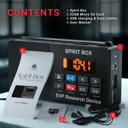 PARANORMIC Spirit Box — Handheld EVP Ghost Hunting Kit (with 32GB SD Card)
